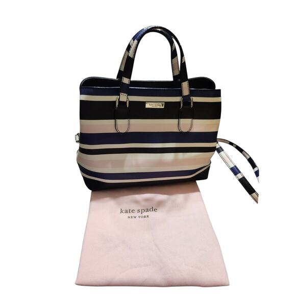 Kate Spade Evangelie Laurel Way Cruise Stripe Double Strap Shoulder Handbag - Picture 13 of 15